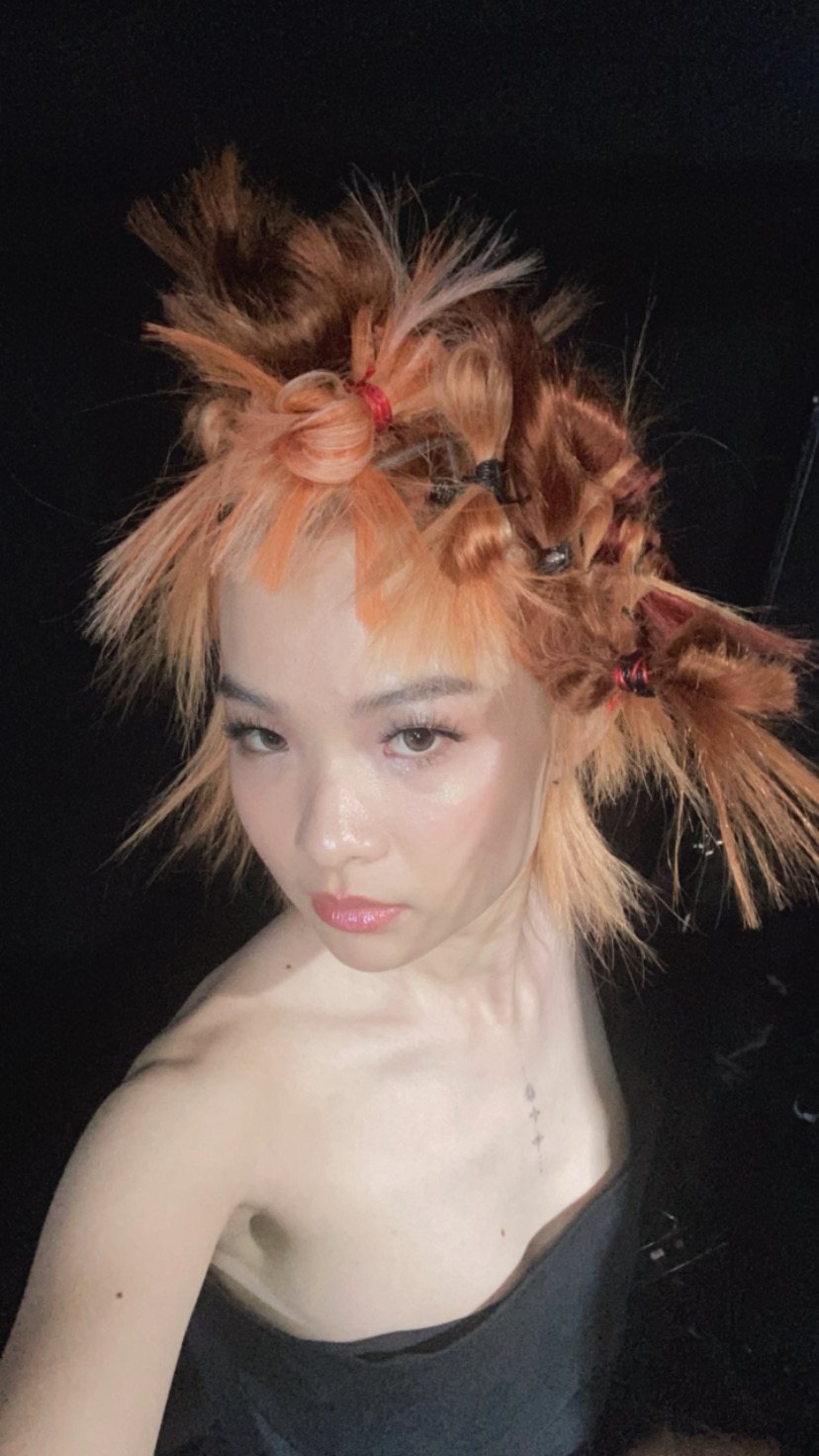 Backstage selfie, finished hair and makeup